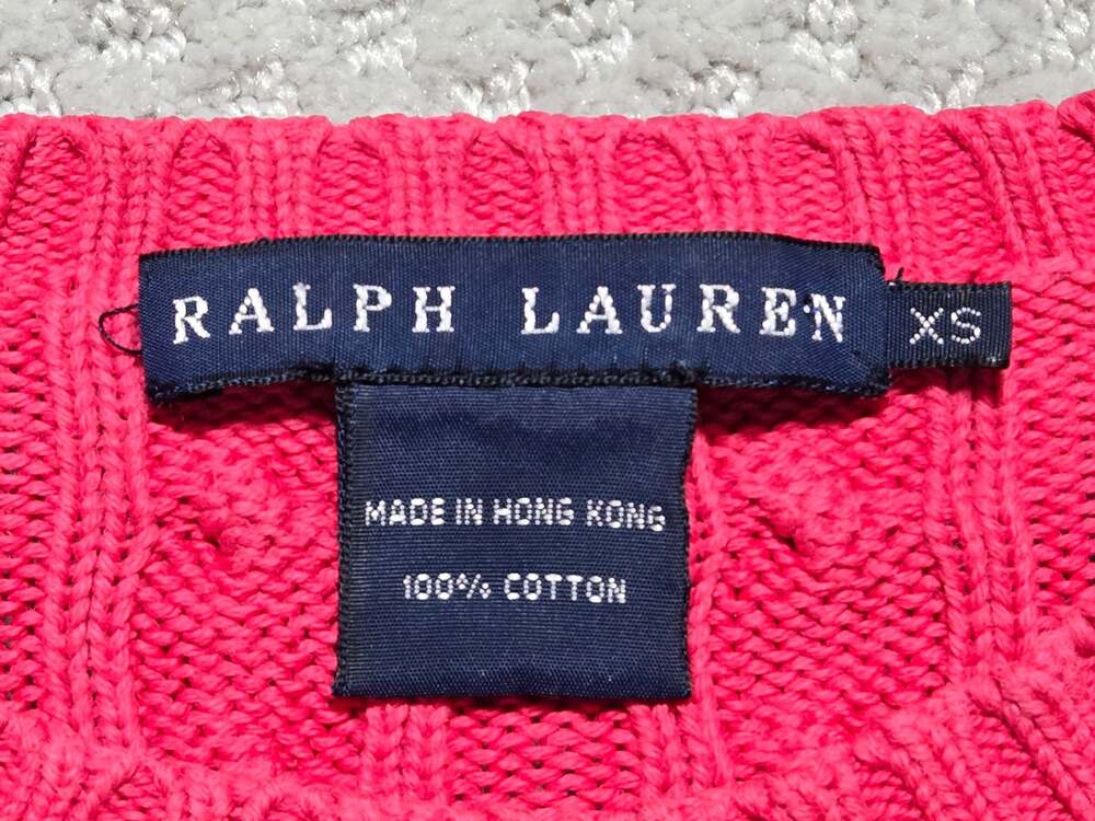 Ralph Lauren Pink Cable Knit Crew Neck Cotton Sweater XS - Picture 7 of 11